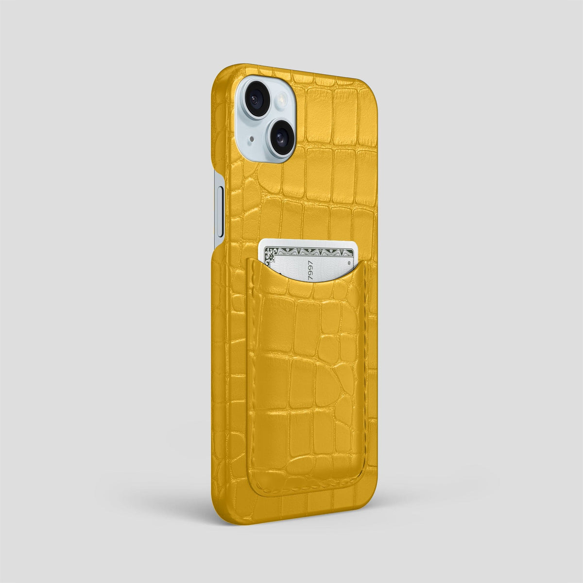 Yellow iPhone 15 Plus Slim Card Case Alligator -2 | Yellow