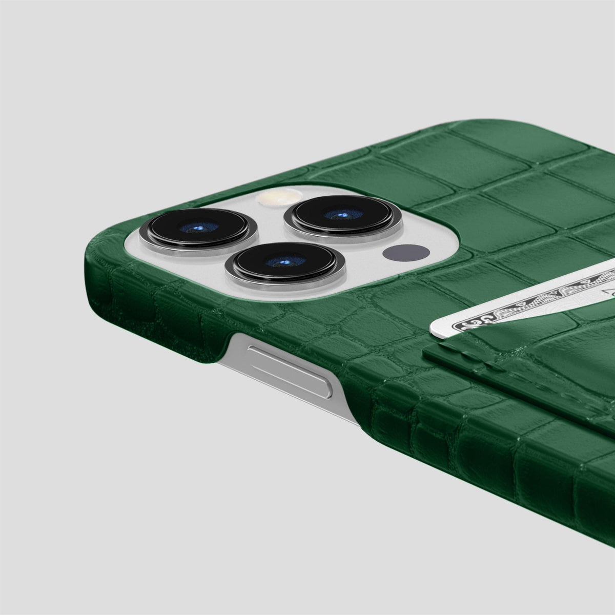 Forest-Green iPhone 15 Pro Slim Card Case Alligator -5 | Forest-Green