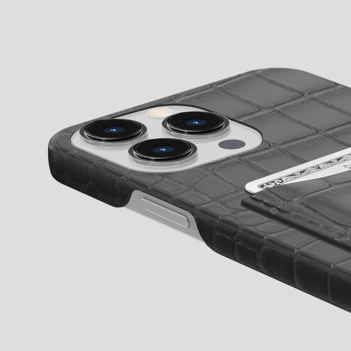 Grey iPhone 15 Pro Slim Card Case Alligator -5 | Grey