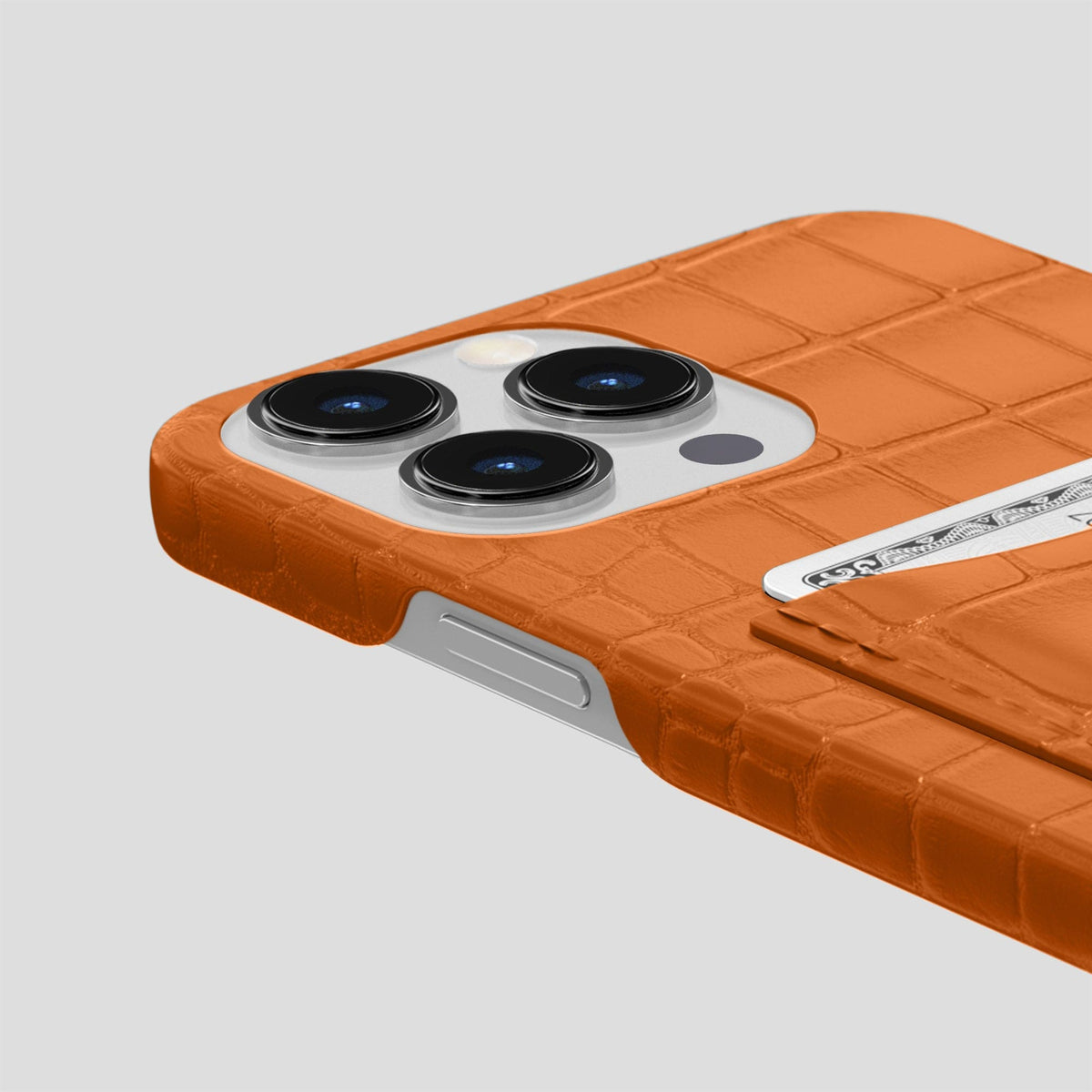 Orange iPhone 15 Pro Slim Card Case Alligator -5 | Orange