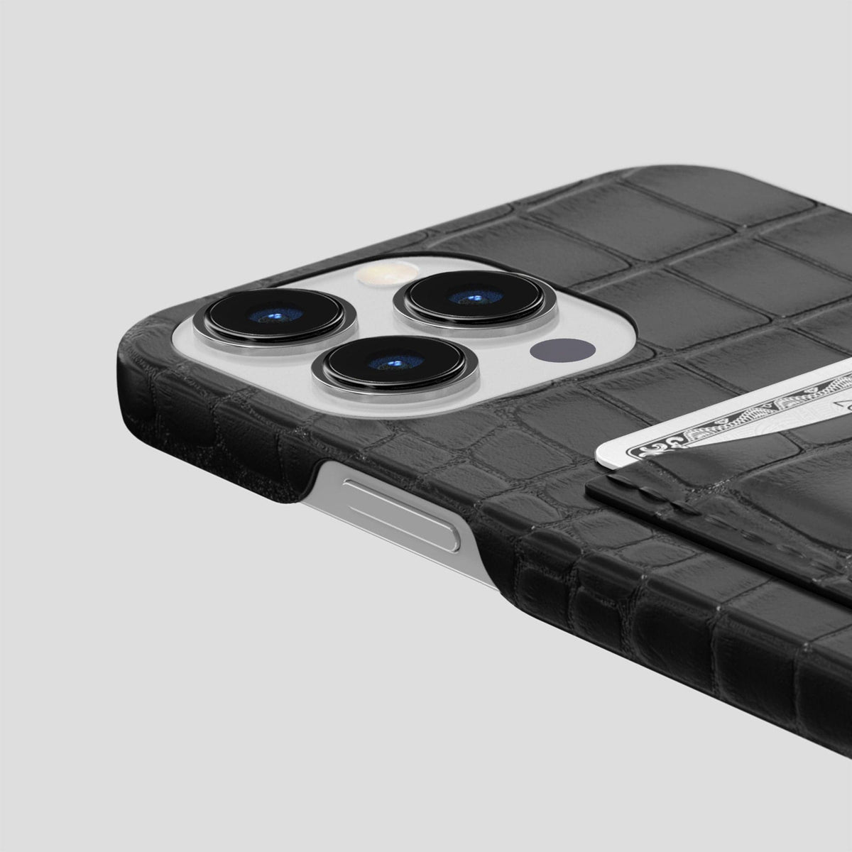 Black iPhone 15 Pro Max Slim Card Case Alligator -5 | Black