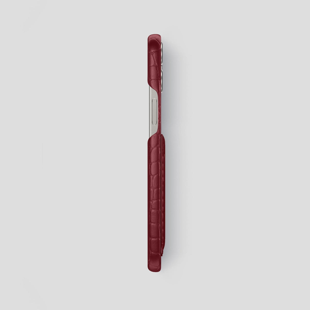 Burgundy iPhone 15 Pro Max Slim Card Case Alligator -3 | Burgundy