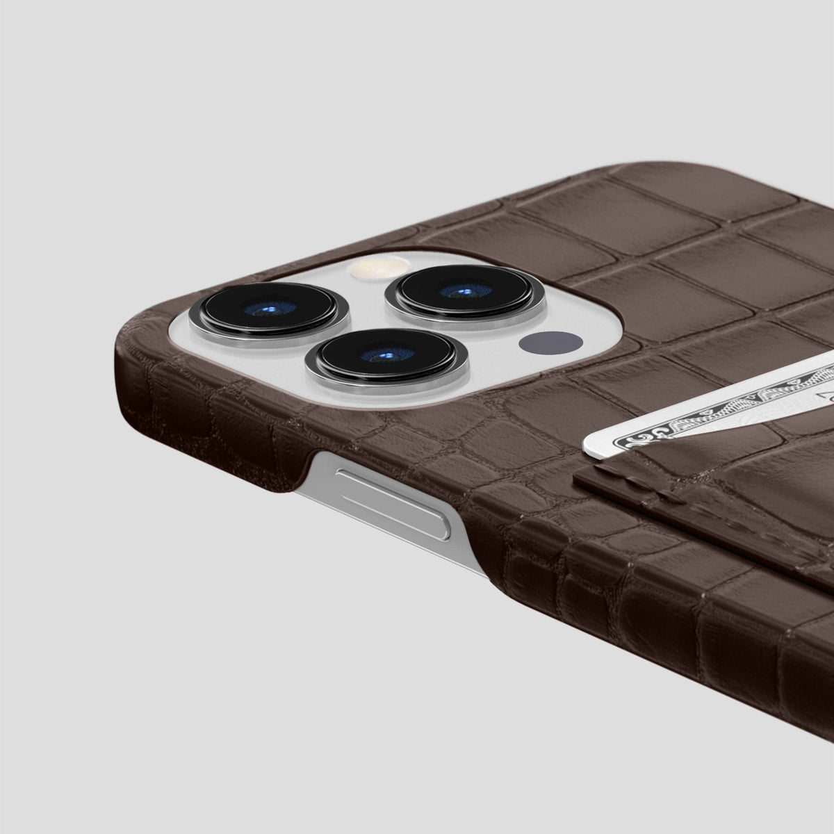 Dark Brown iPhone 15 Pro Max Slim Card Case Alligator -5 | Dark-Brown