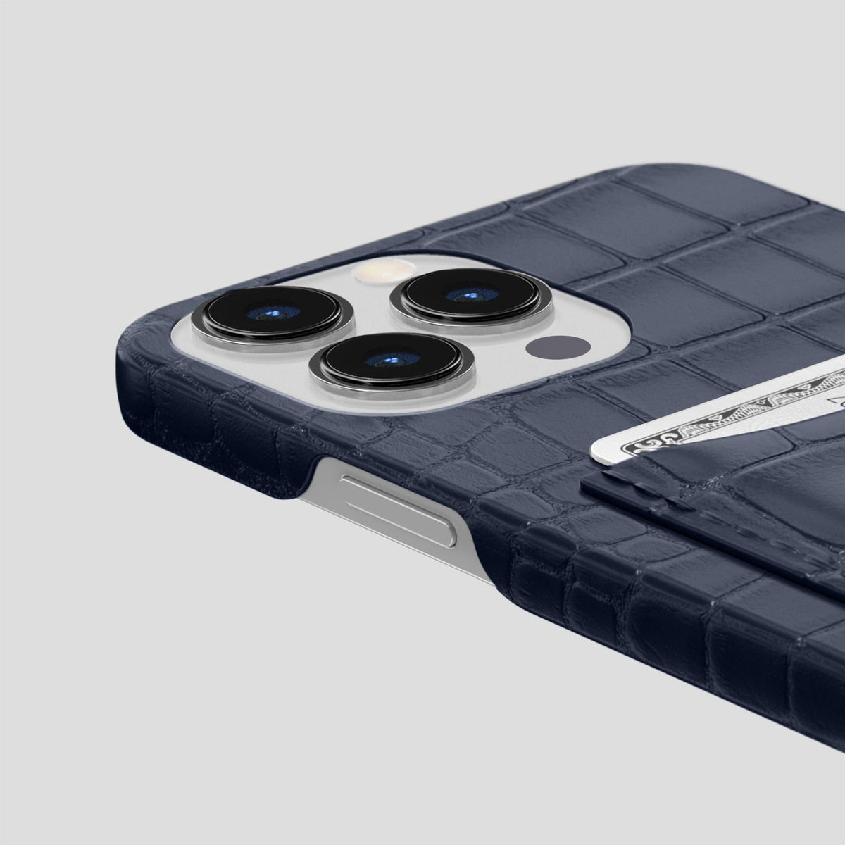 Navy Blue iPhone 15 Pro Max Slim Card Case Alligator -5 | Navy-Blue