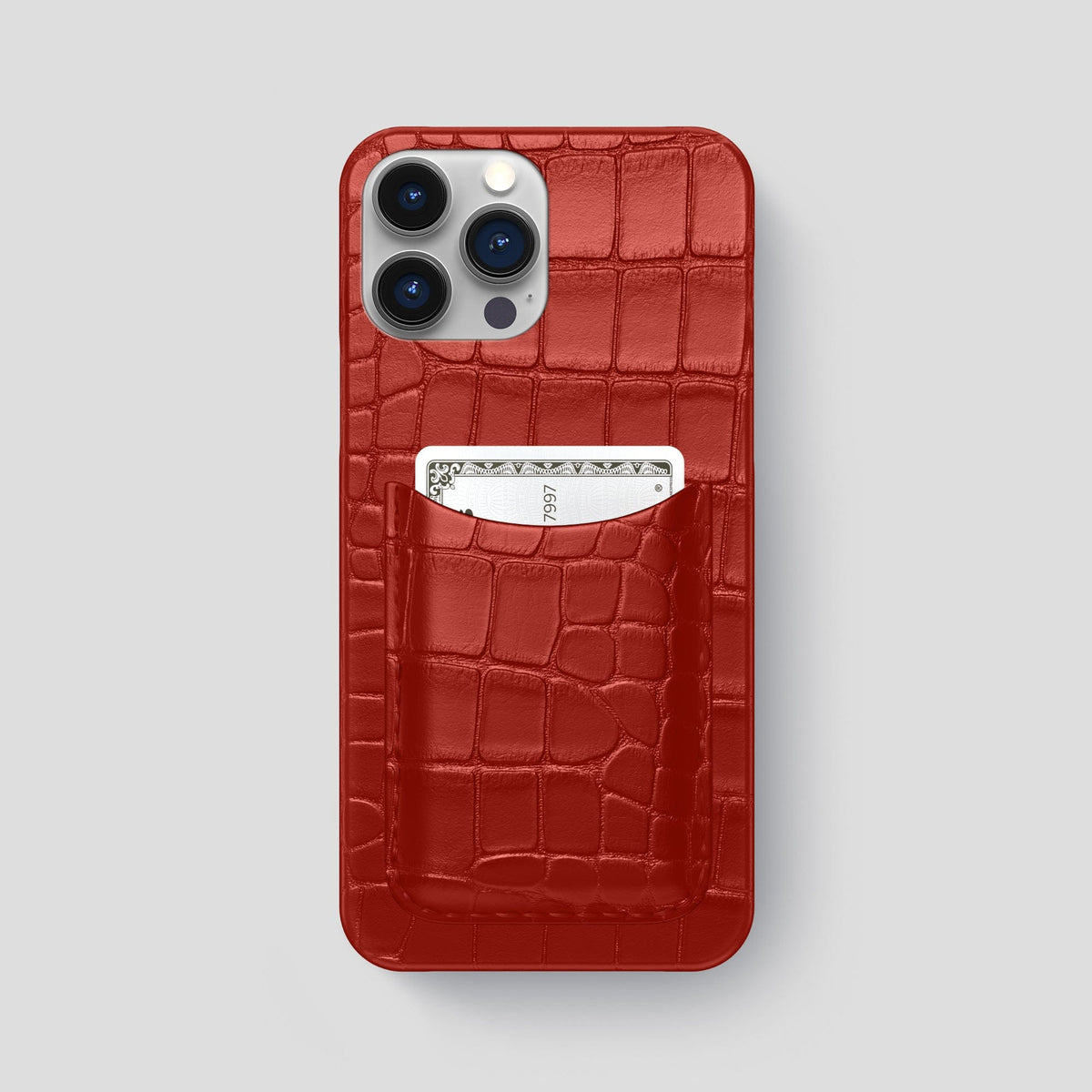 Red iPhone 15 Pro Max Slim Card Case Alligator -1 | Red