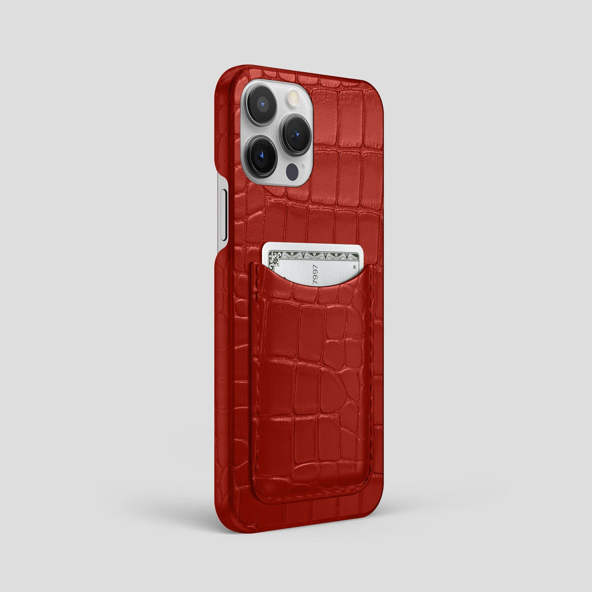Red iPhone 15 Pro Max Slim Card Case Alligator -2 | Red