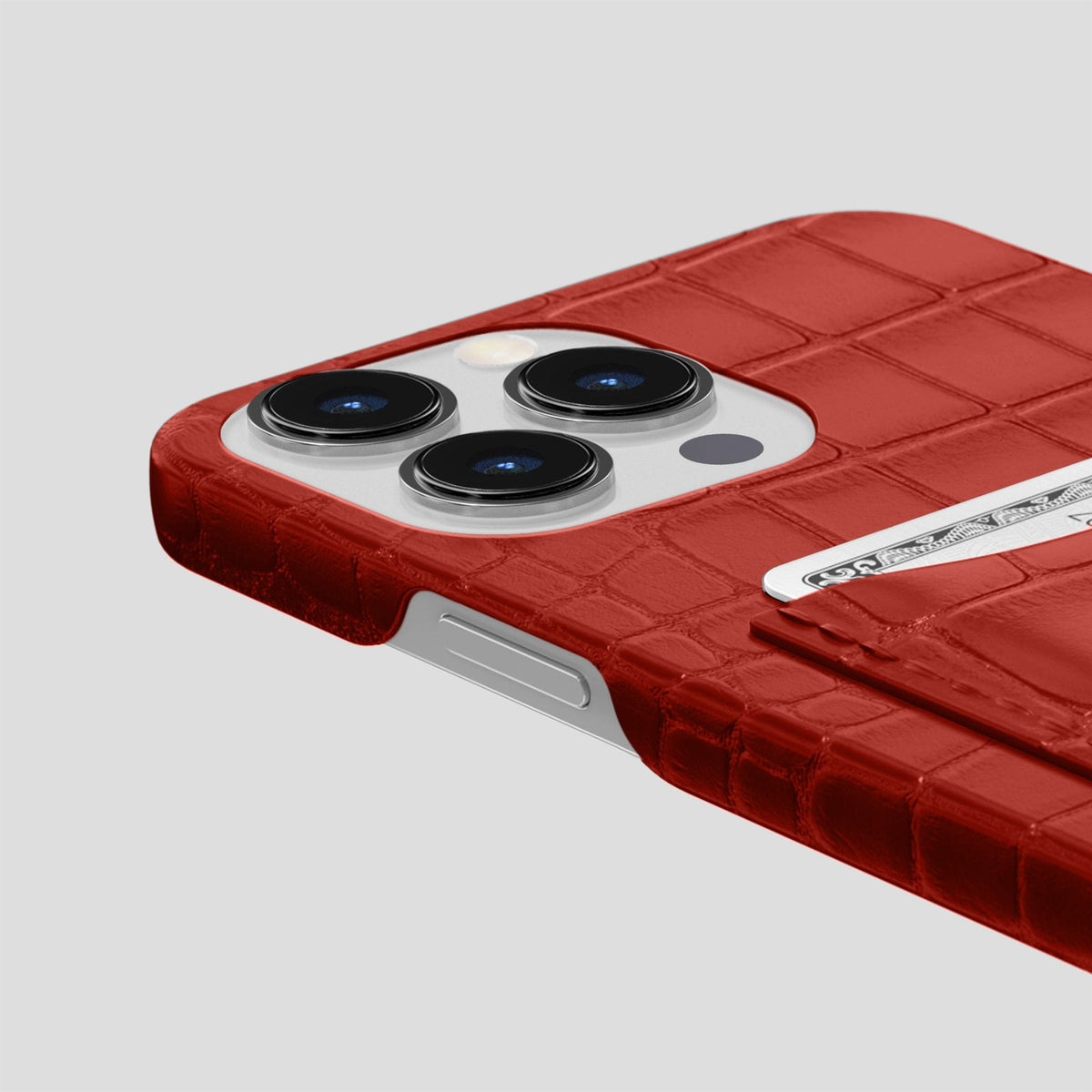 Red iPhone 15 Pro Max Slim Card Case Alligator -5 | Red