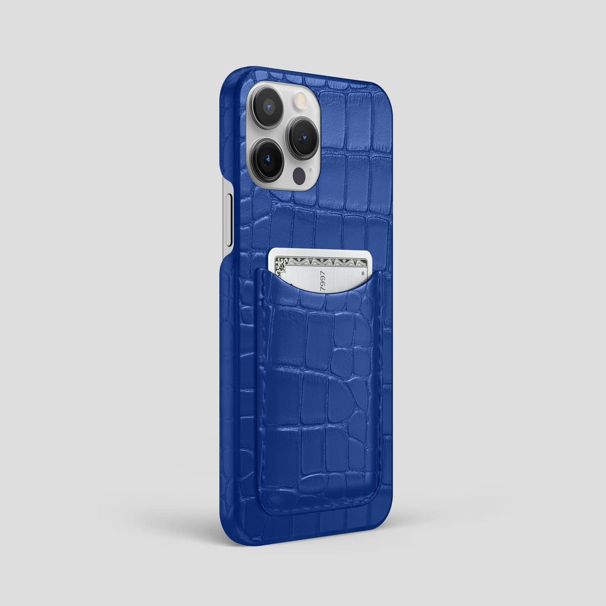 Royal Blue iPhone 15 Pro Max Slim Card Case Alligator -2 | Royal-Blue