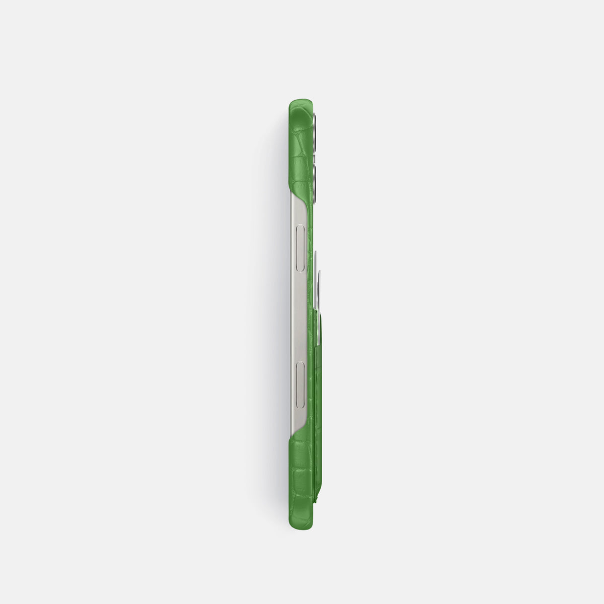 Apple-Green iPhone 16 Pro Slim Double Card Case Alligator -3 | Apple-Green