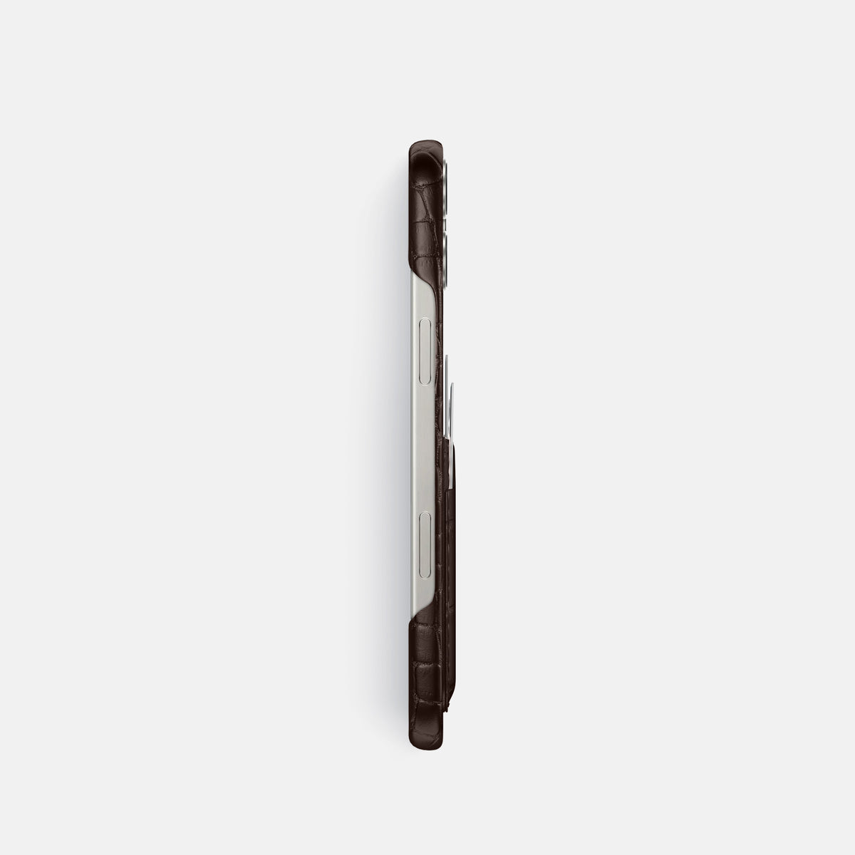 Dark Brown iPhone 16 Pro Slim Double Card Case Alligator -3 | Dark-Brown