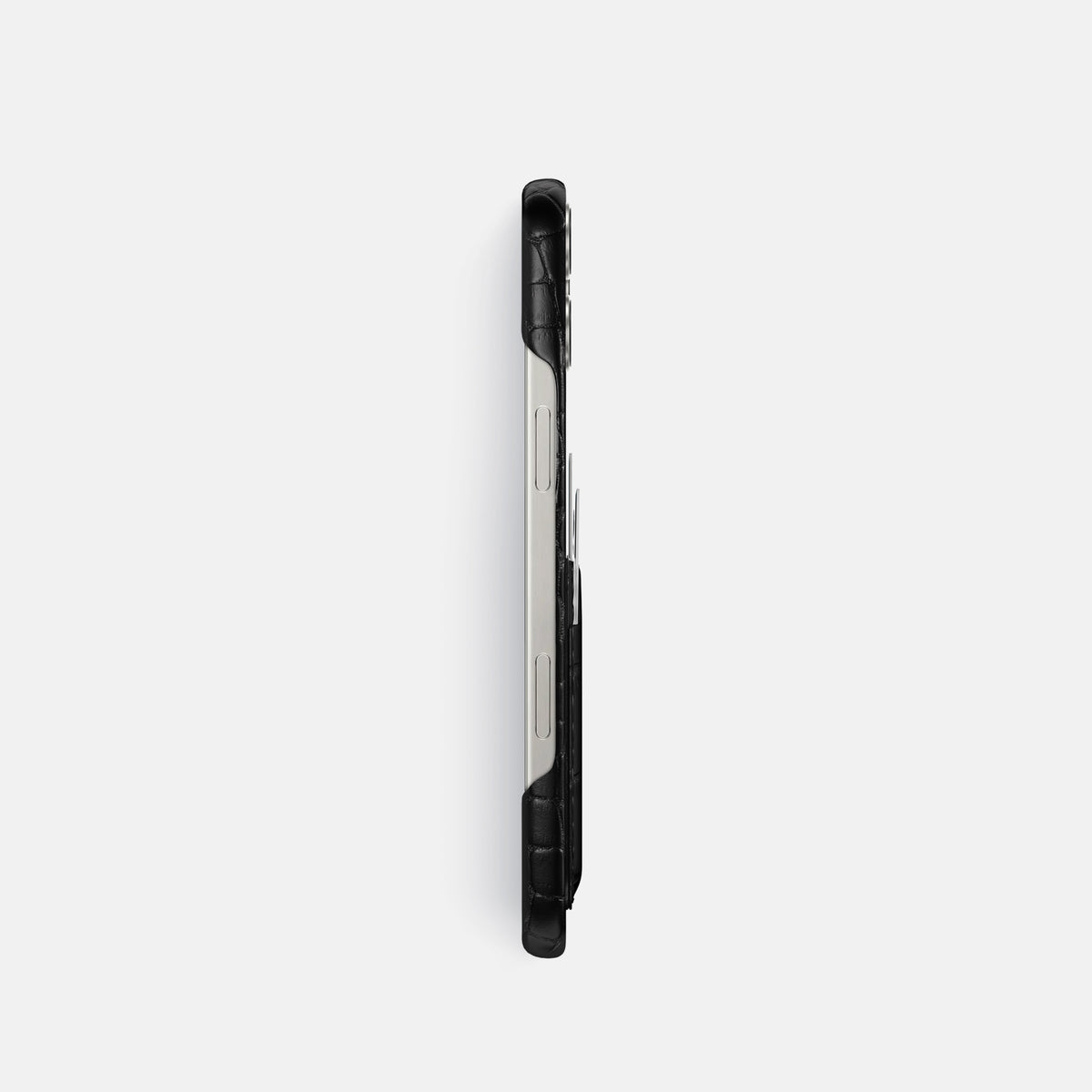 Black iPhone 16 Pro Slim Double Card Case Alligator -3 | Black