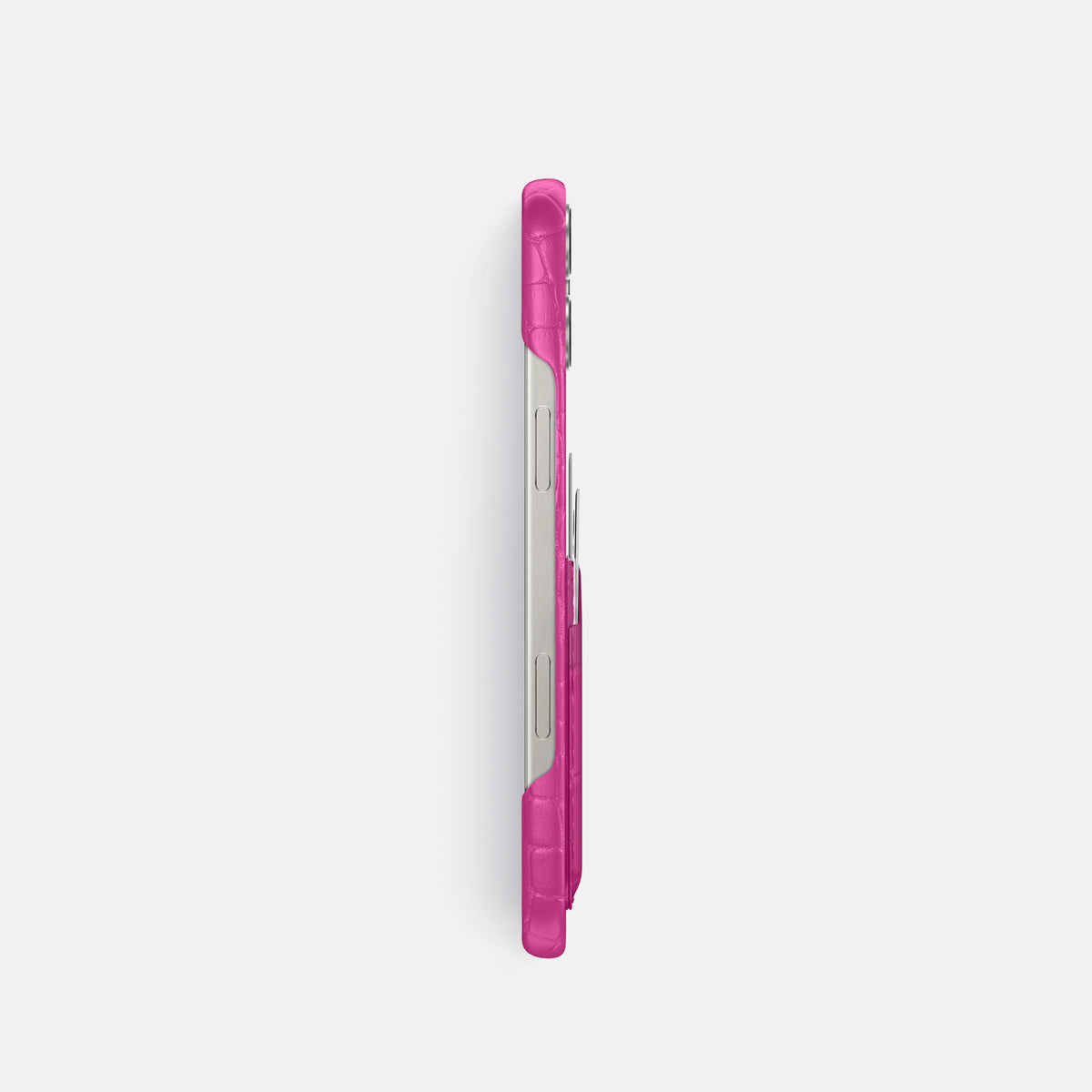 Fuchsia iPhone 16 Pro Slim Double Card Case Alligator -3 | Fuchsia