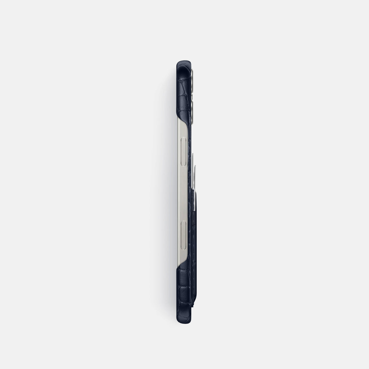 Navy Blue iPhone 16 Pro Slim Double Card Case Alligator -3 | Navy-Blue