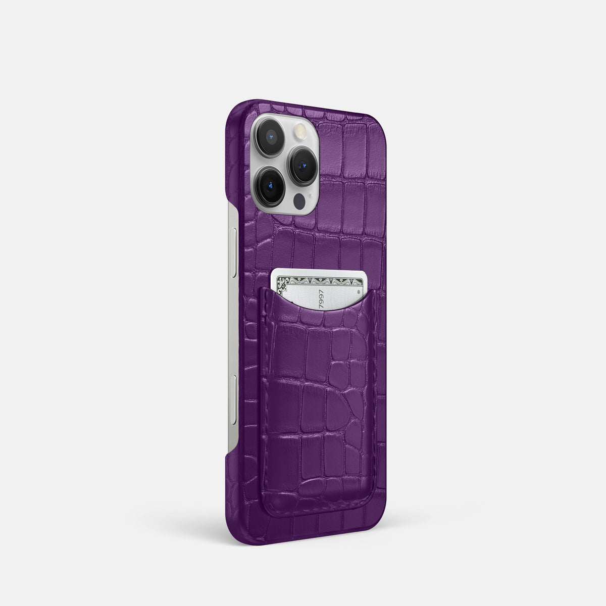 Purple iPhone 16 Pro Slim Card Case Alligator -2 | Purple