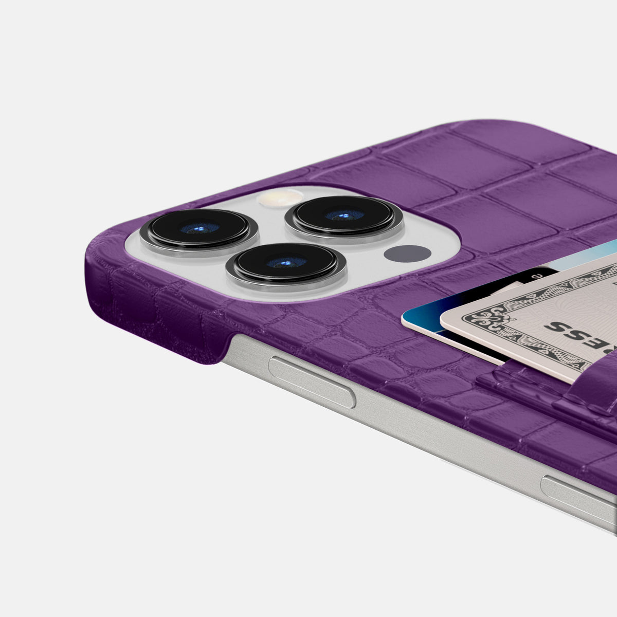 Purple iPhone 16 Pro Slim Double Card Case Alligator -5 | Purple