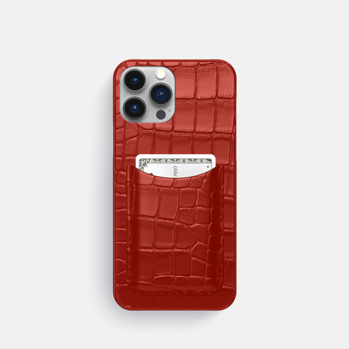 Red iPhone 16 Pro Slim Card Case Alligator -1 | Red
