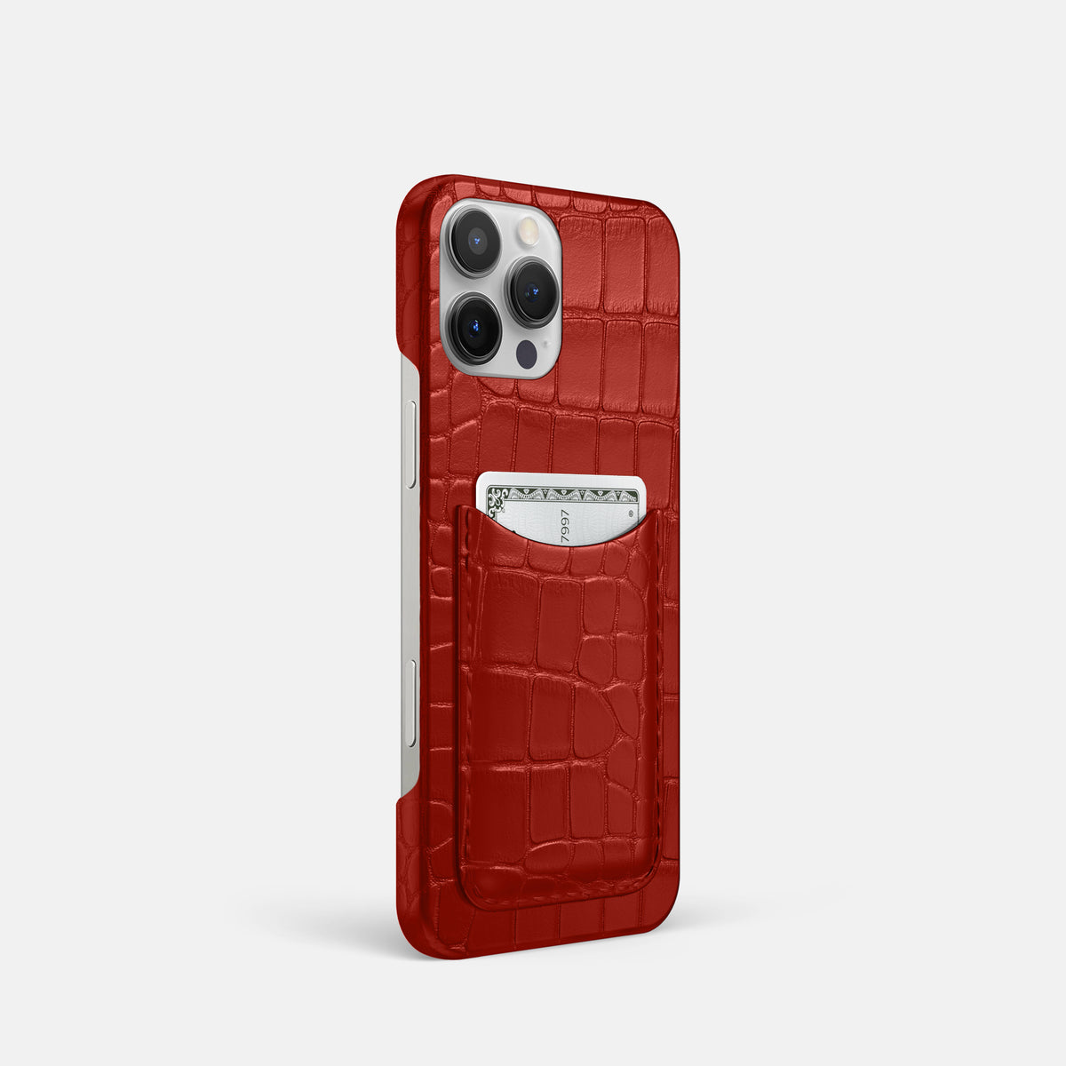 Red iPhone 16 Pro Slim Card Case Alligator -2 | Red