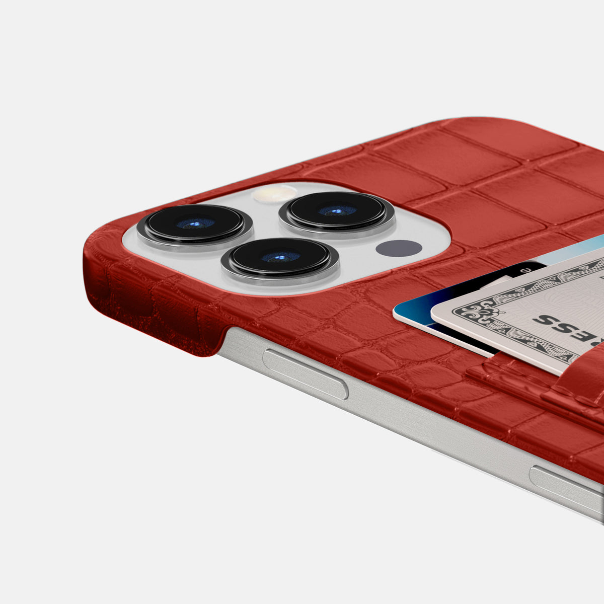 Red iPhone 16 Pro Slim Double Card Case Alligator -5 | Red