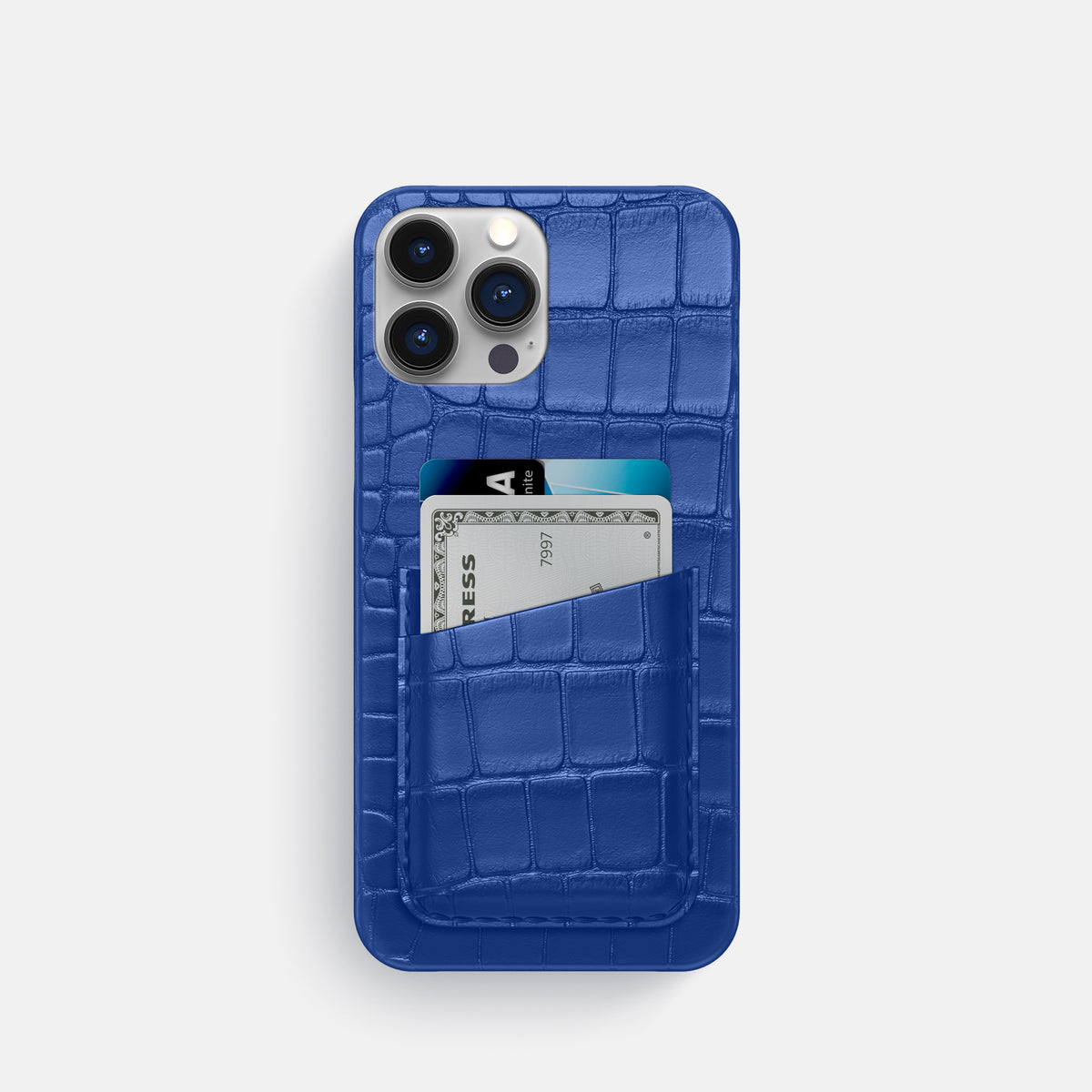 Royal Blue iPhone 16 Pro Slim Double Card Case Alligator -1 | Royal-Blue