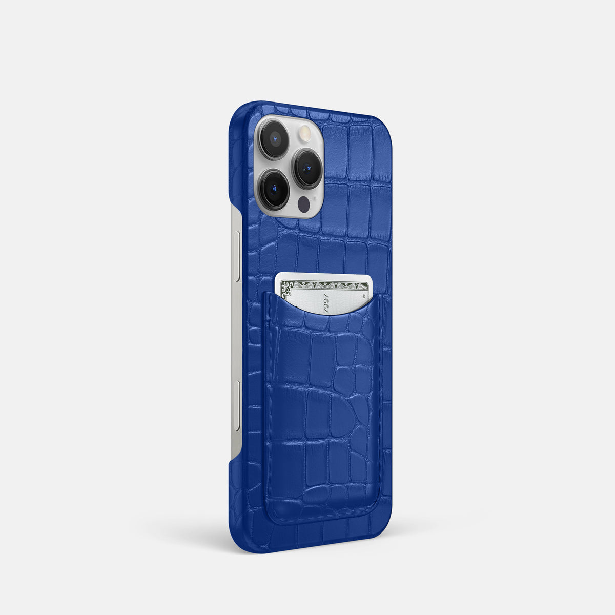 Royal Blue iPhone 16 Pro Slim Card Case Alligator -2 | Royal-Blue