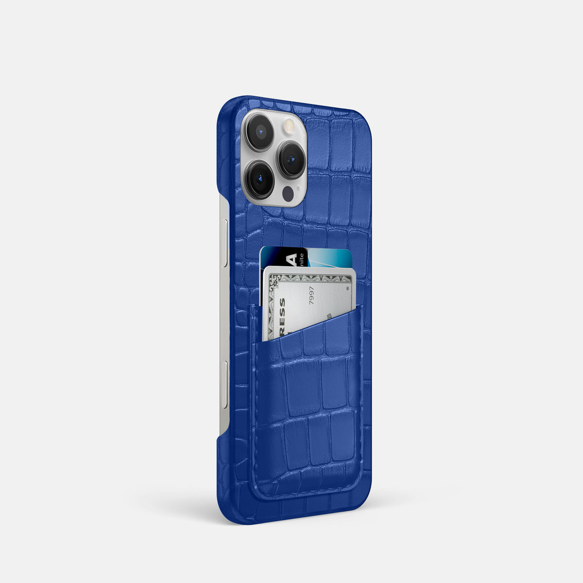 Royal Blue iPhone 16 Pro Slim Double Card Case Alligator -2 | Royal-Blue