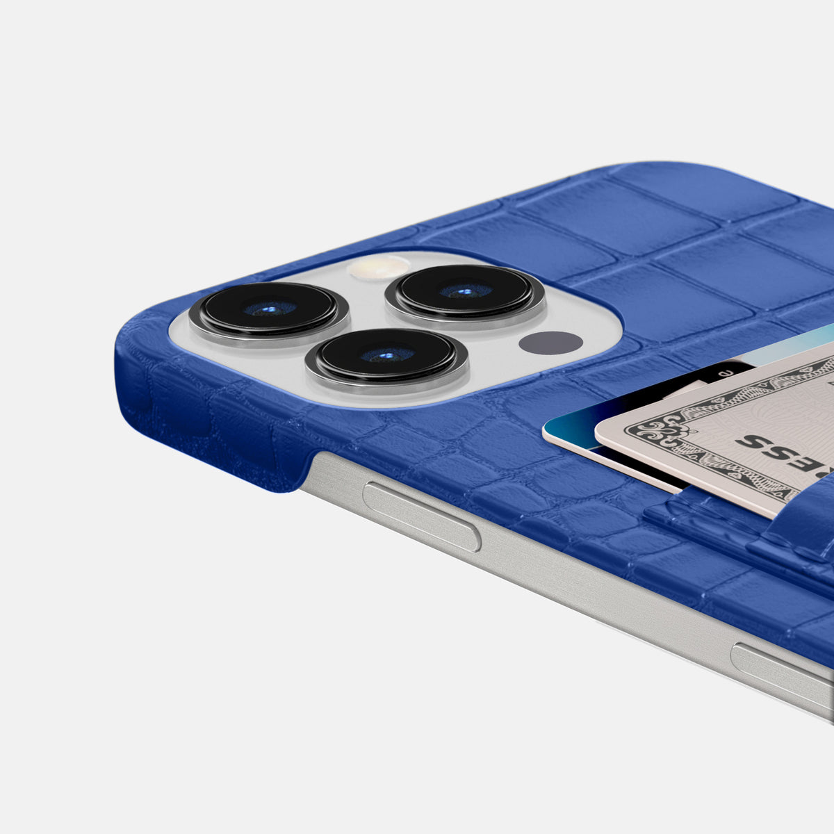 Royal Blue iPhone 16 Pro Slim Double Card Case Alligator -5 | Royal-Blue