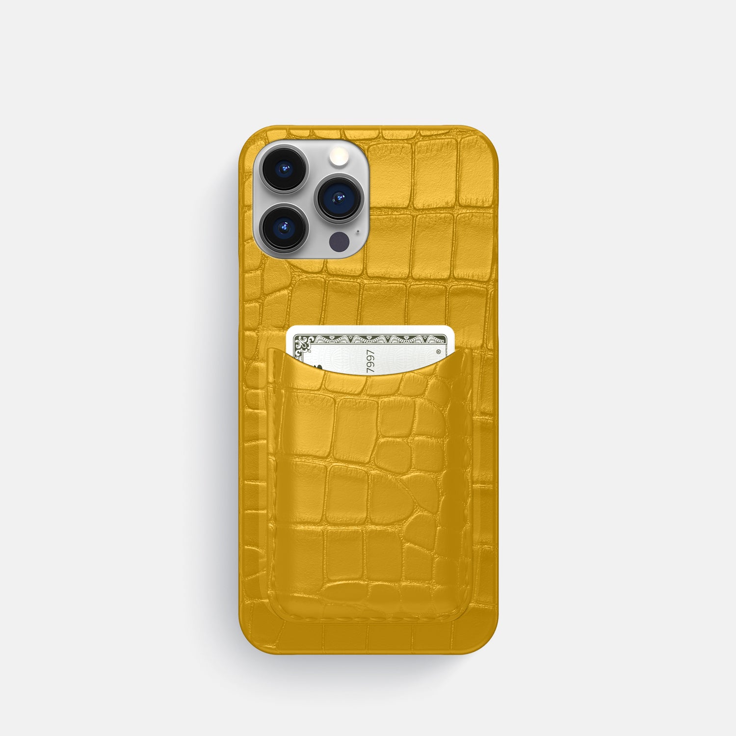 Yellow iPhone 16 Pro Slim Card Case Alligator -1 | Yellow
