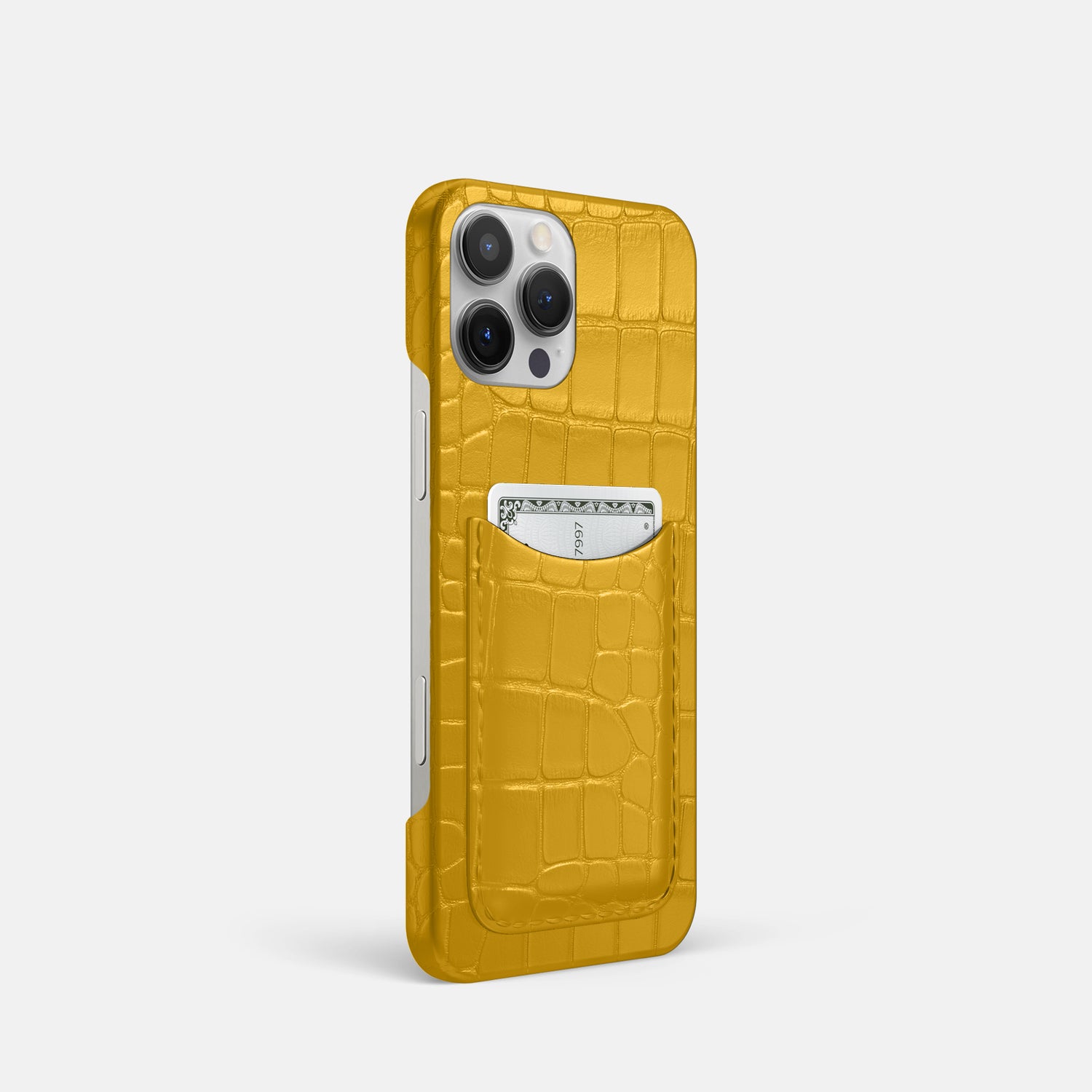 Yellow iPhone 16 Pro Slim Card Case Alligator -2 | Yellow