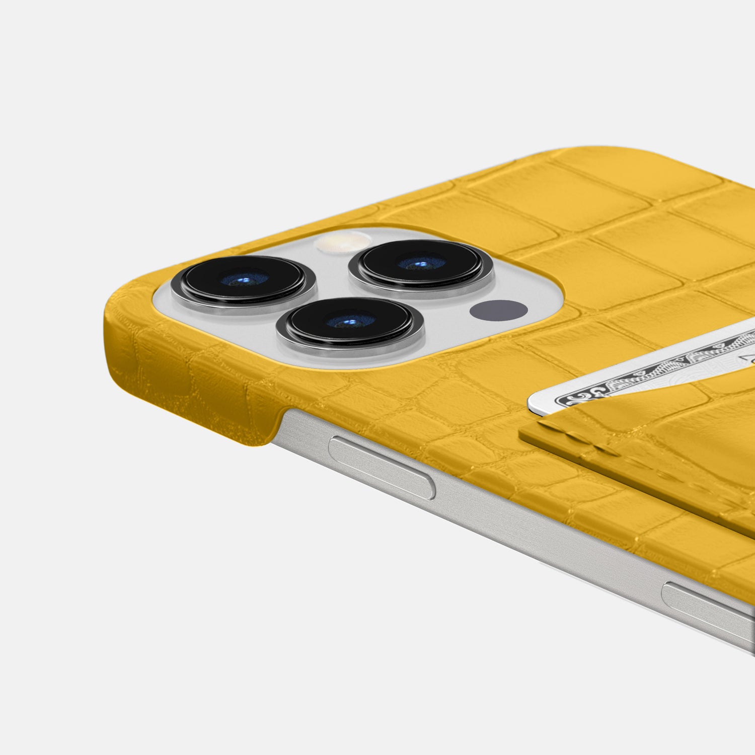 Yellow iPhone 16 Pro Slim Card Case Alligator -5 | Yellow