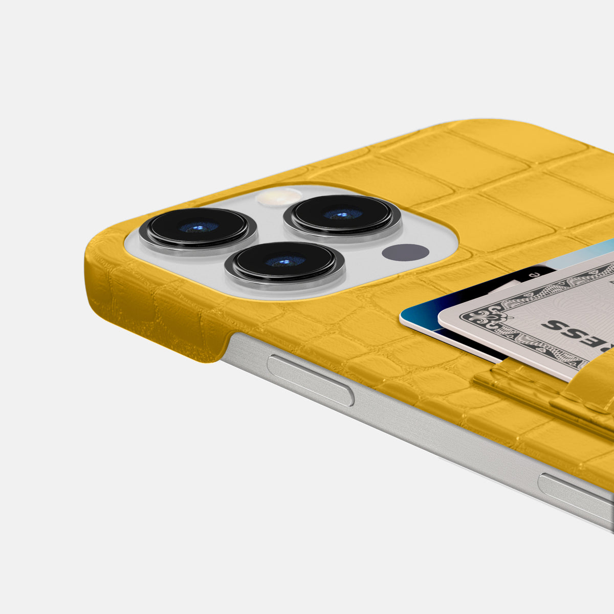 Yellow iPhone 16 Pro Slim Double Card Case Alligator -5 | Yellow