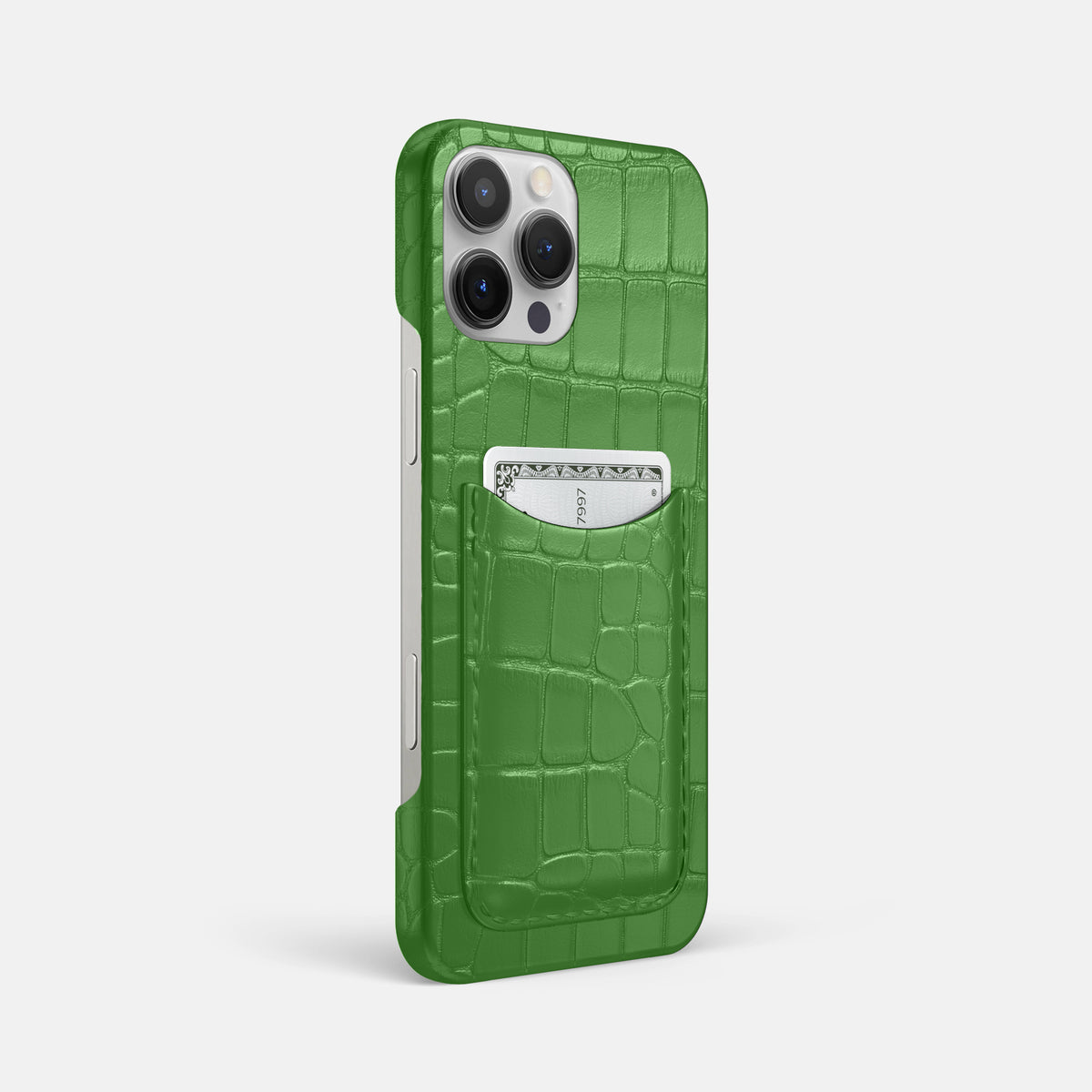 Apple-Green iPhone 16 Pro Max Slim Card Case Alligator -2 | Apple-Green