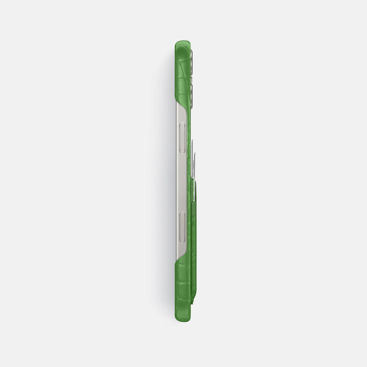 Apple-Green iPhone 16 Pro Max Slim Double Card Case Alligator -3 | Apple-Green