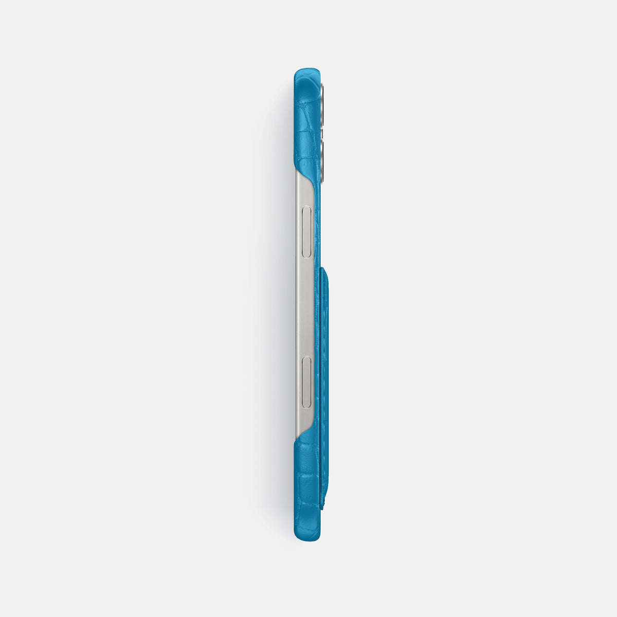 Curaçao-Blue iPhone 16 Pro Max Slim Card Case Alligator -3 | Curaçao-Blue