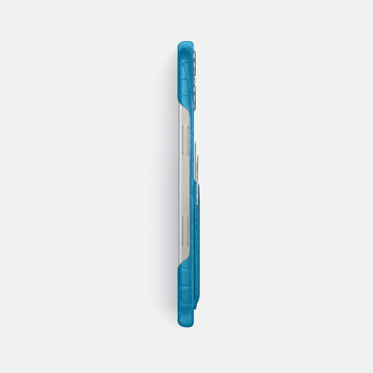 Curaçao-Blue iPhone 16 Pro Max Slim Double Card Case Alligator -3 | Curaçao-Blue