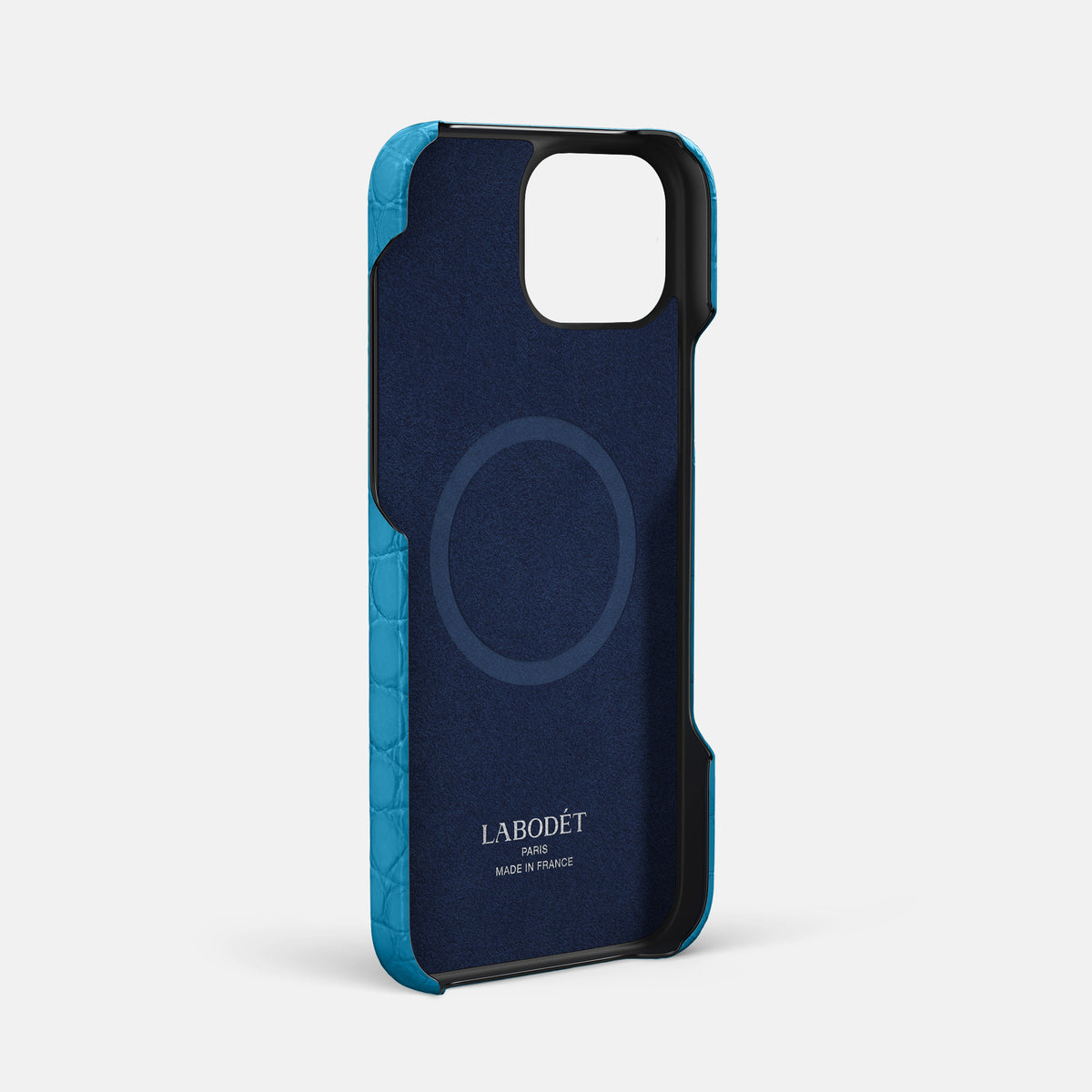 Curaçao-Blue iPhone 16 Pro Max Slim Double Card Case Alligator -4 | Curaçao-Blue