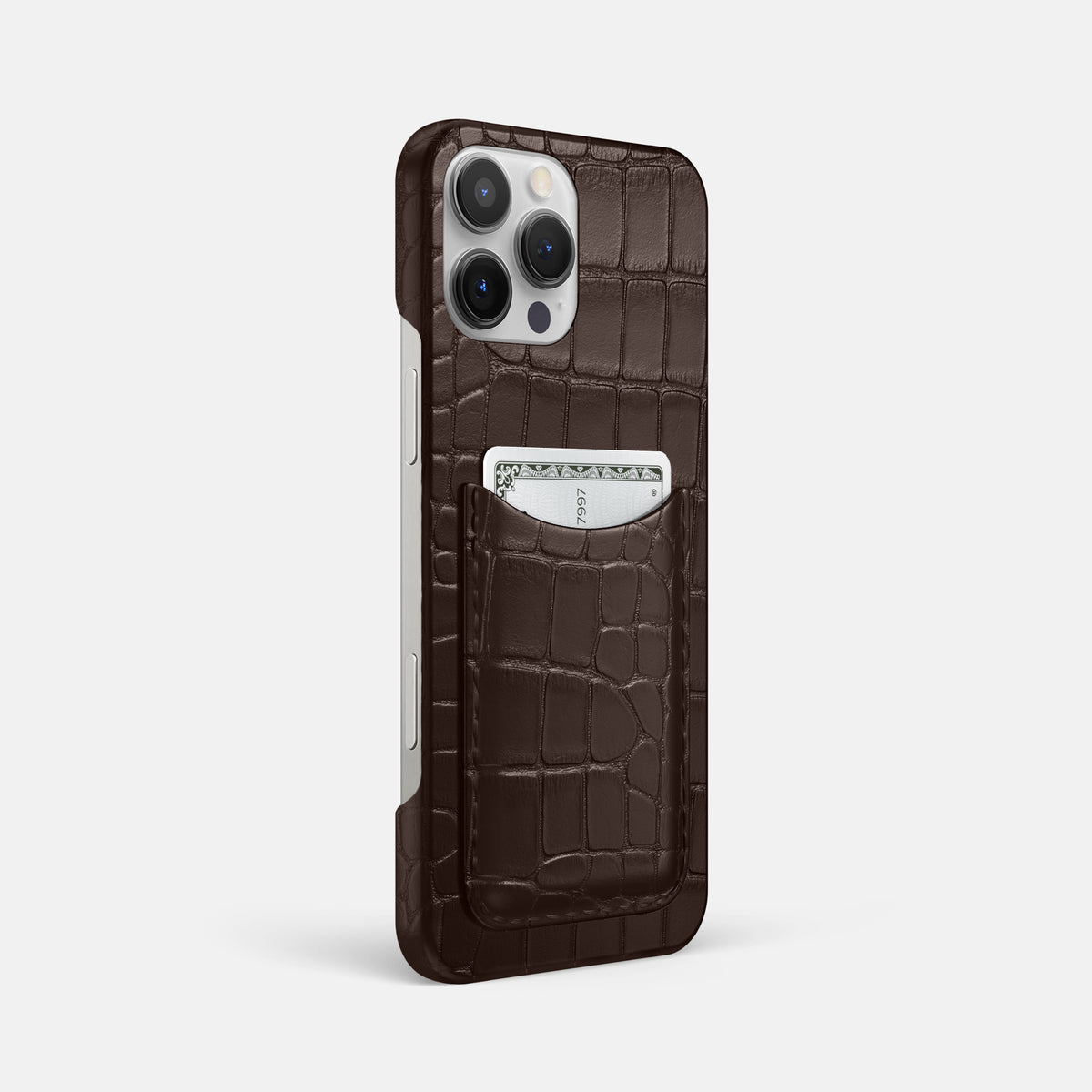 Dark Brown iPhone 16 Pro Max Slim Card Case Alligator -2 | Dark-Brown