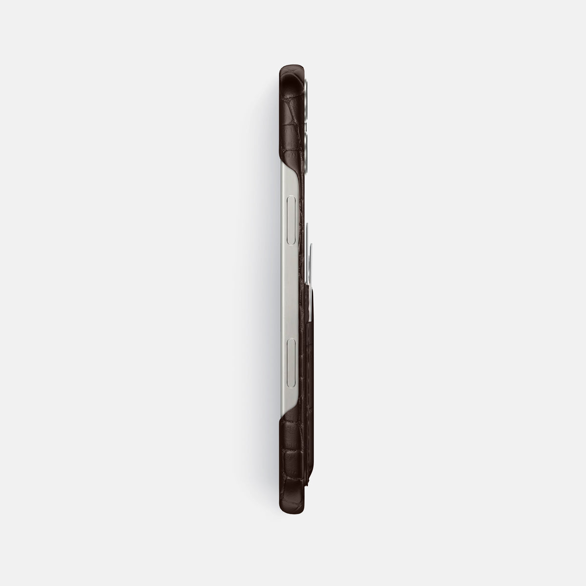 Dark Brown iPhone 16 Pro Max Slim Double Card Case Alligator -3 | Dark-Brown