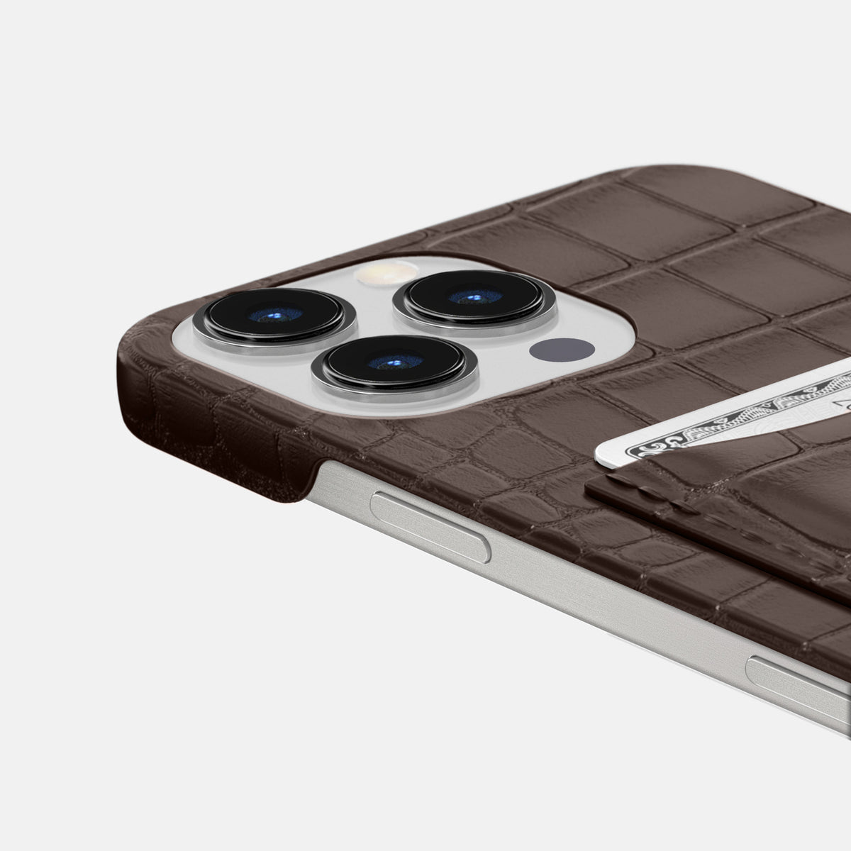 Dark Brown iPhone 16 Pro Max Slim Card Case Alligator -5 | Dark-Brown