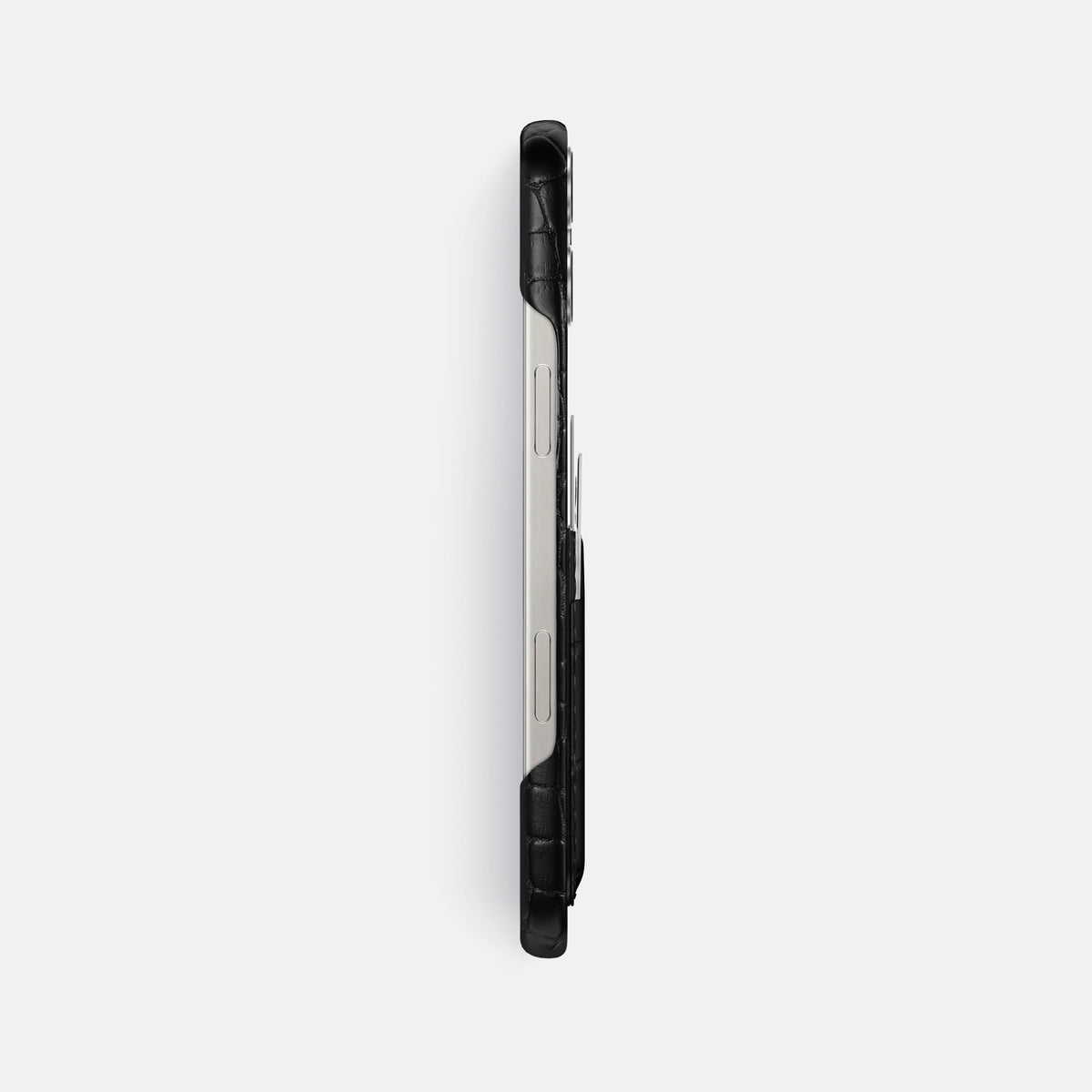 Black iPhone 16 Pro Max Slim Double Card Case Alligator -3 | Black