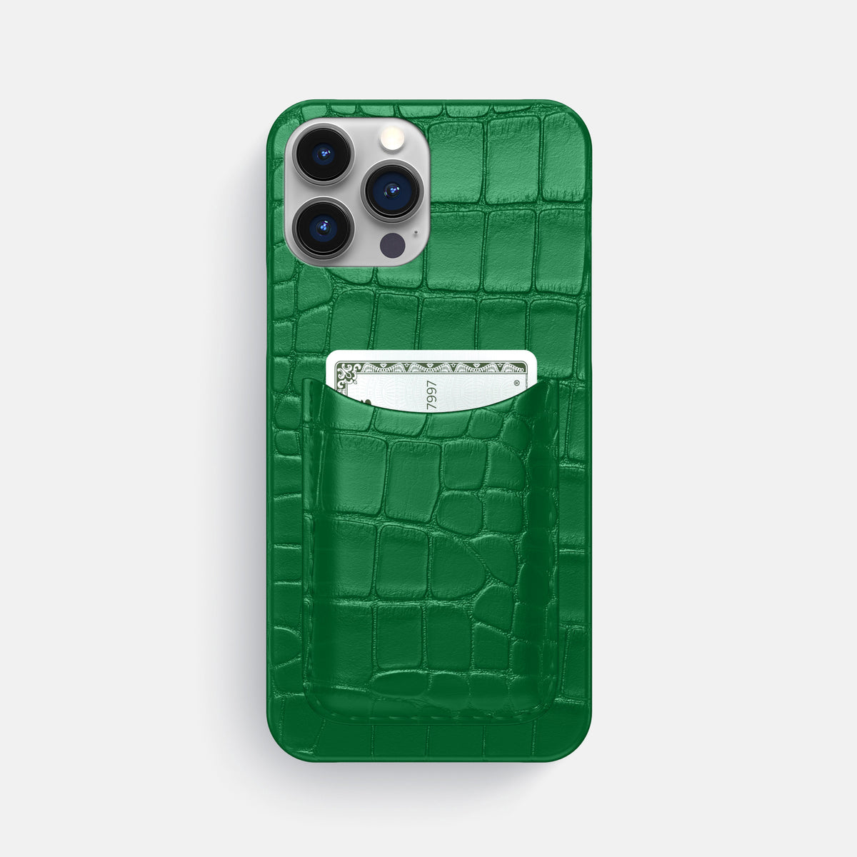 Forest-Green iPhone 16 Pro Max Slim Card Case Alligator -1 | Forest-Green