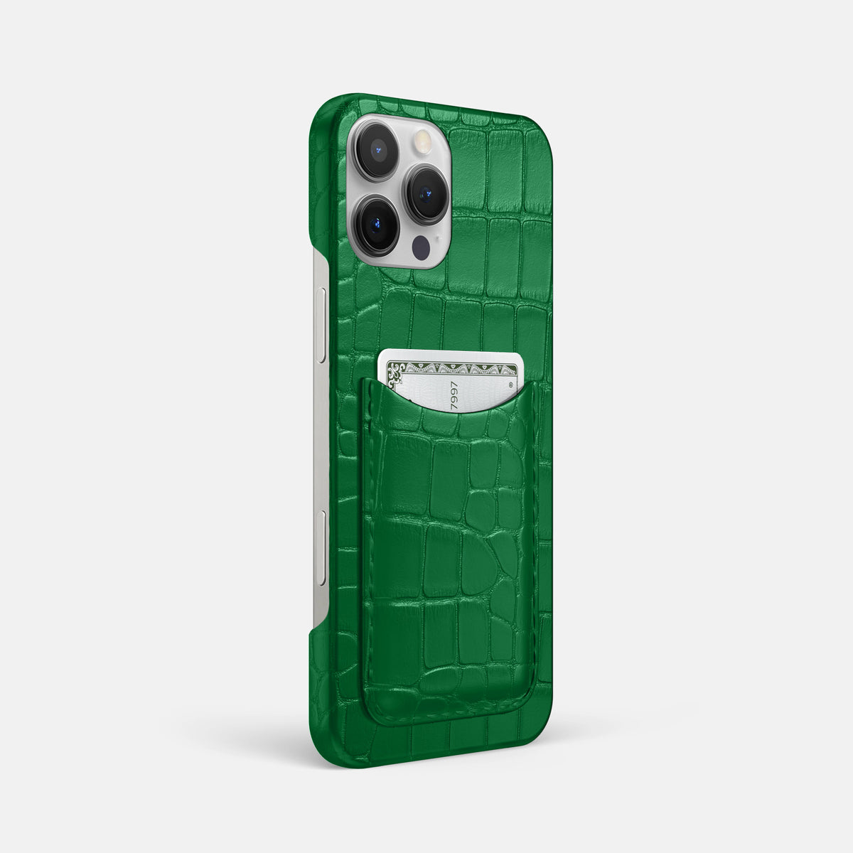 Forest-Green iPhone 16 Pro Max Slim Card Case Alligator -2 | Forest-Green