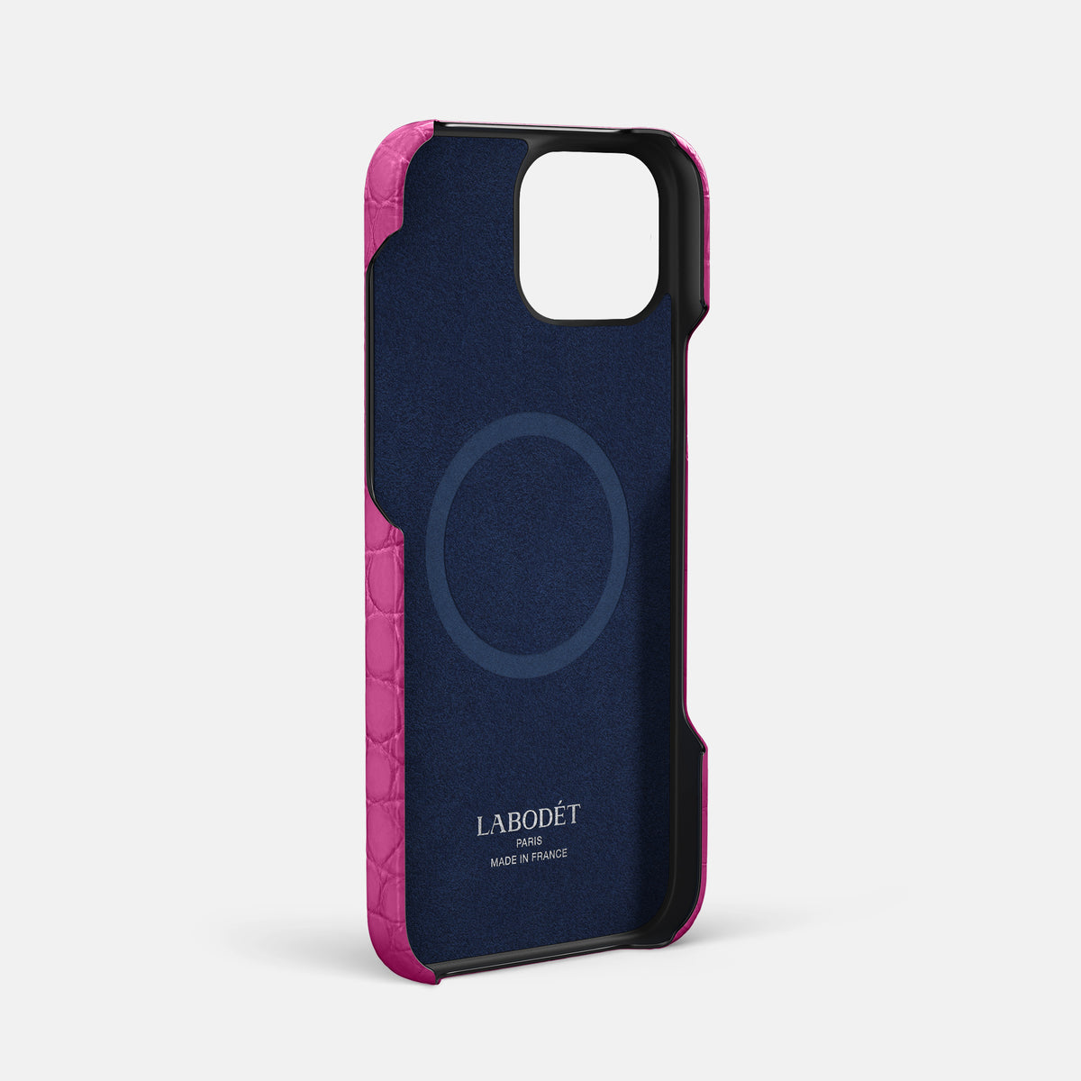 Fuchsia iPhone 16 Pro Max Slim Double Card Case Alligator -4 | Fuchsia