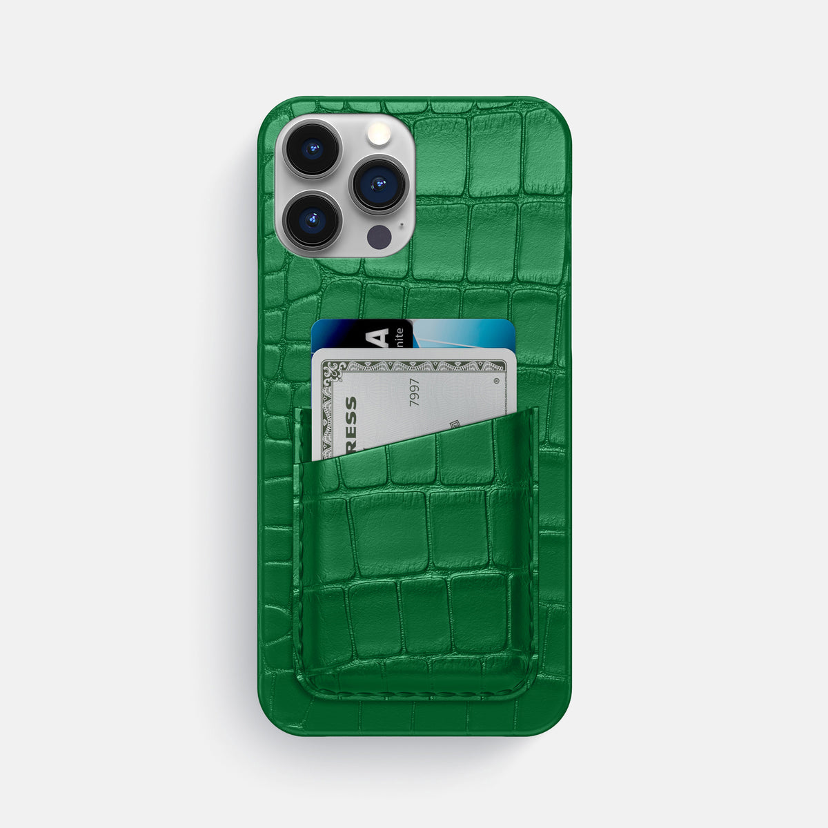 Forest-Green iPhone 16 Pro Max Slim Double Card Case Alligator -1 | Forest-Green