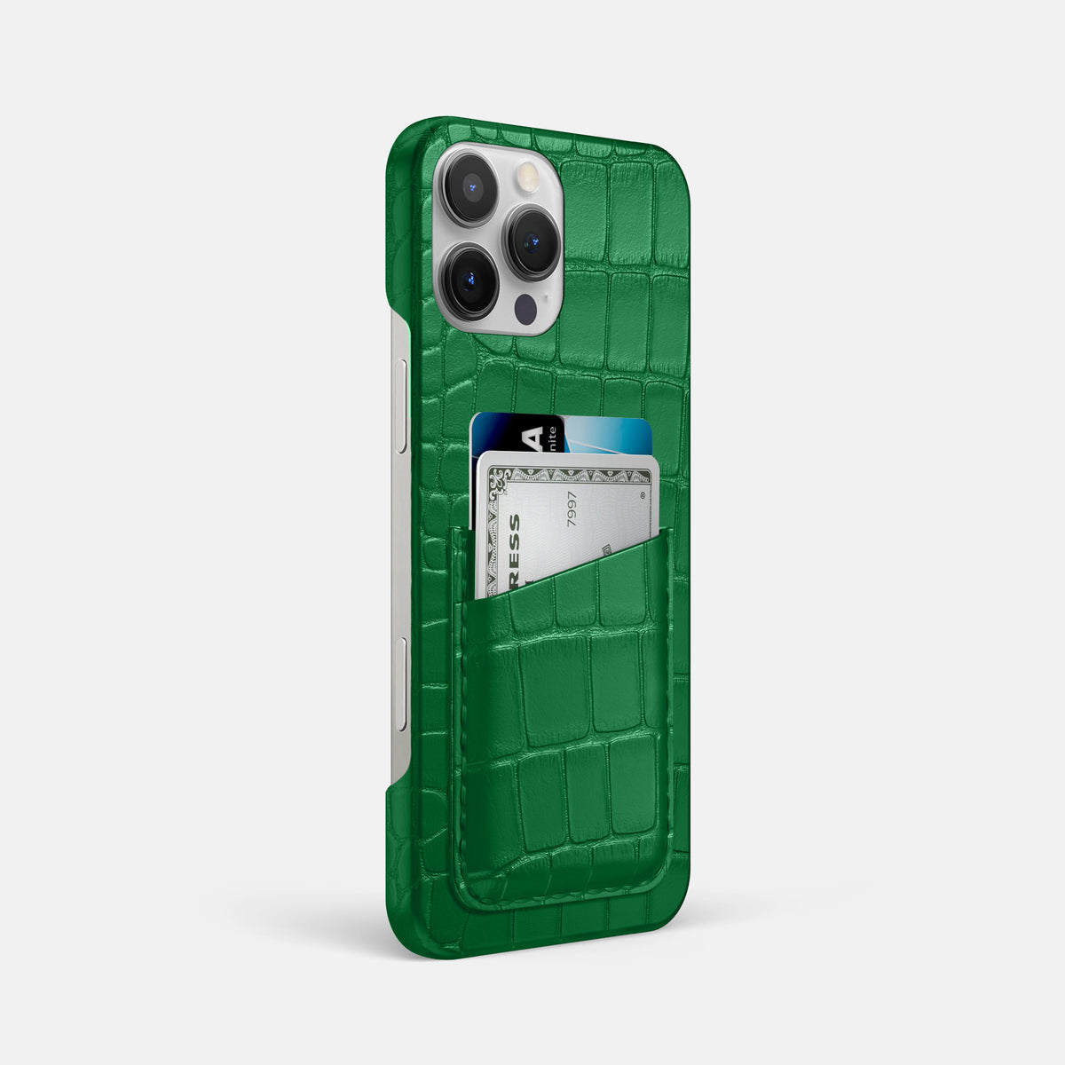 Forest-Green iPhone 16 Pro Max Slim Double Card Case Alligator -2 | Forest-Green