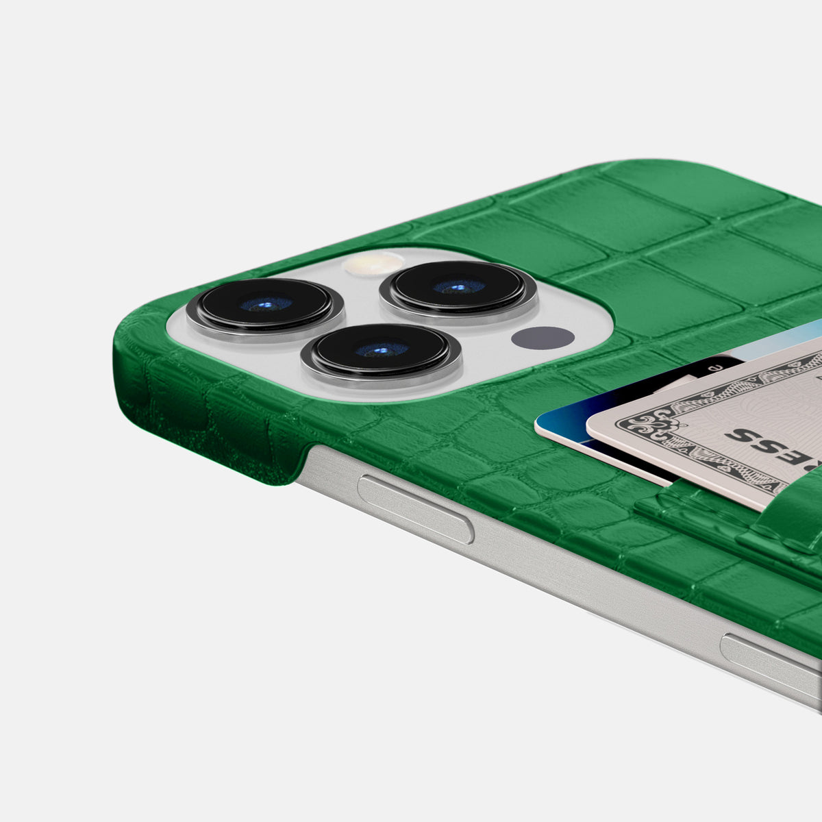 Forest-Green iPhone 16 Pro Max Slim Double Card Case Alligator -5 | Forest-Green