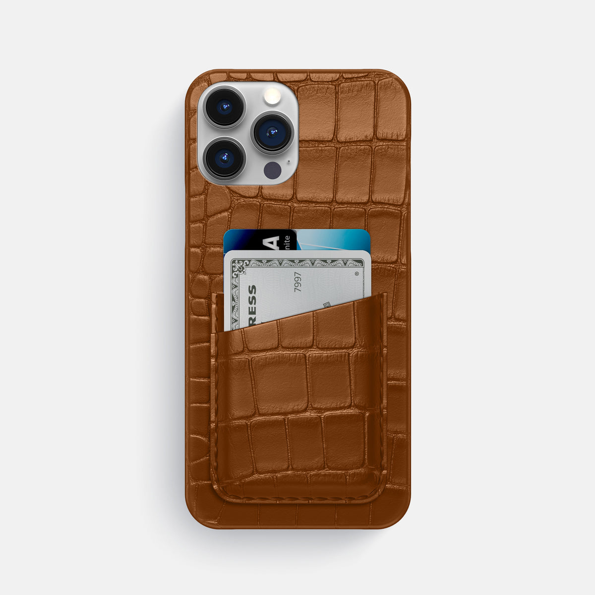 Honey iPhone 16 Pro Max Slim Double Card Case Alligator -1 | Honey