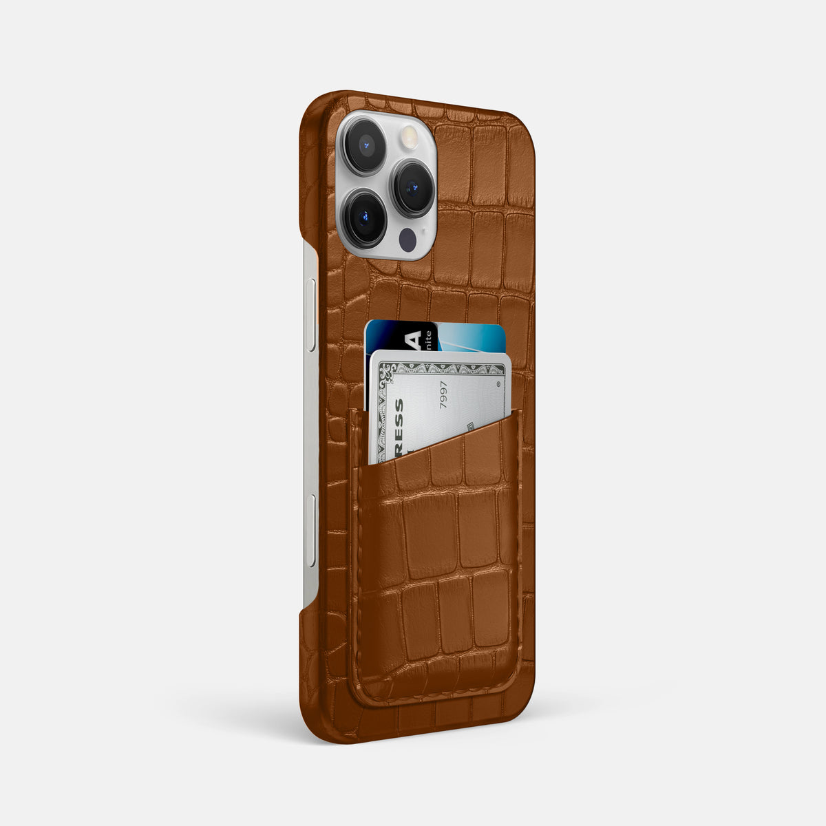 Honey iPhone 16 Pro Max Slim Double Card Case Alligator -2 | Honey