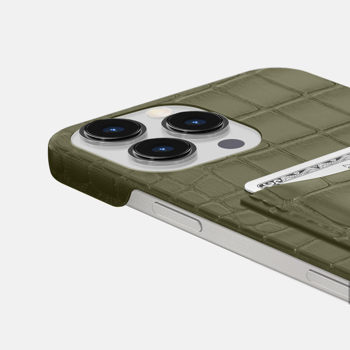 Kaki-Green iPhone 16 Pro Max Slim Card Case Alligator -5 | Kaki-Green