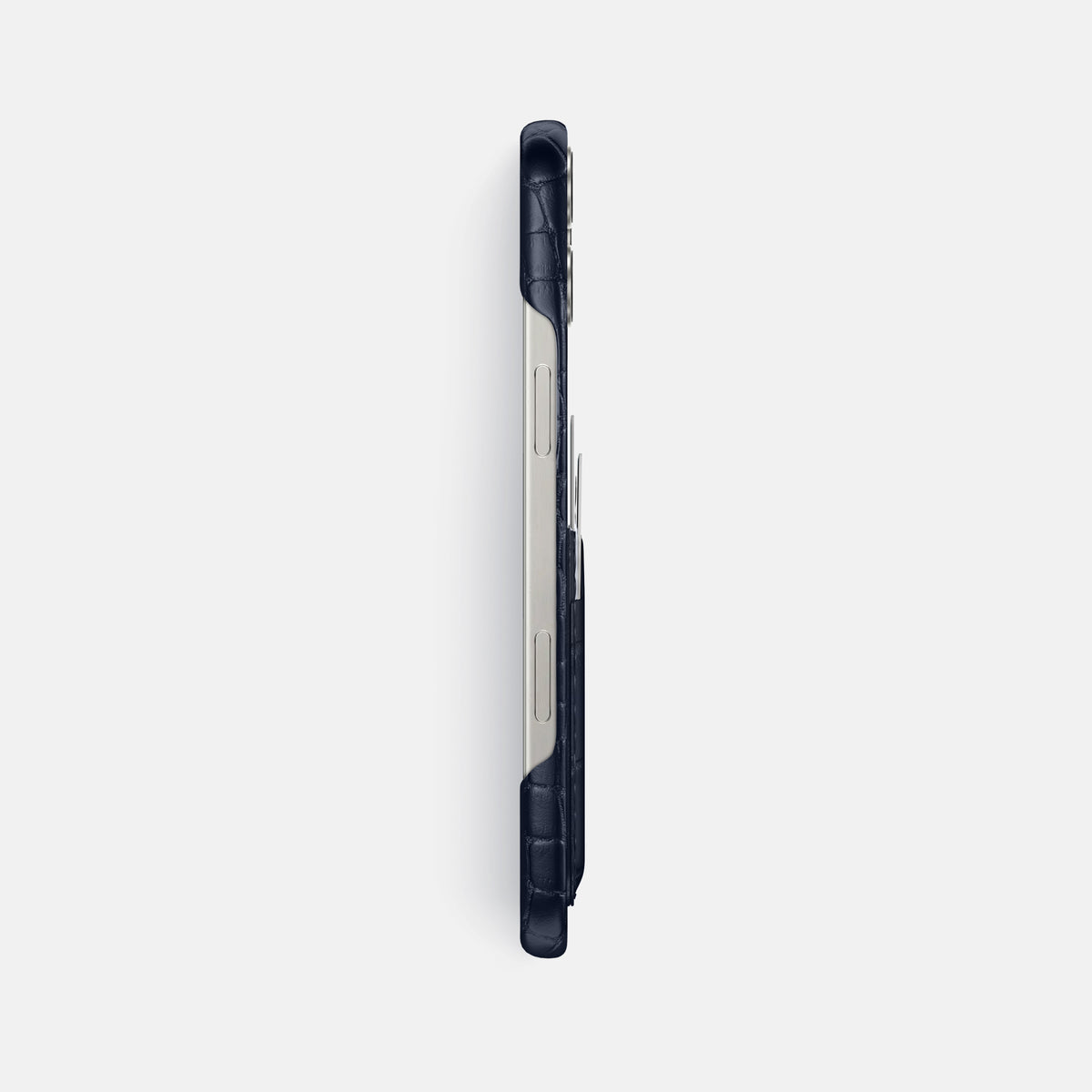Navy Blue iPhone 16 Pro Max Slim Double Card Case Alligator -3 | Navy-Blue
