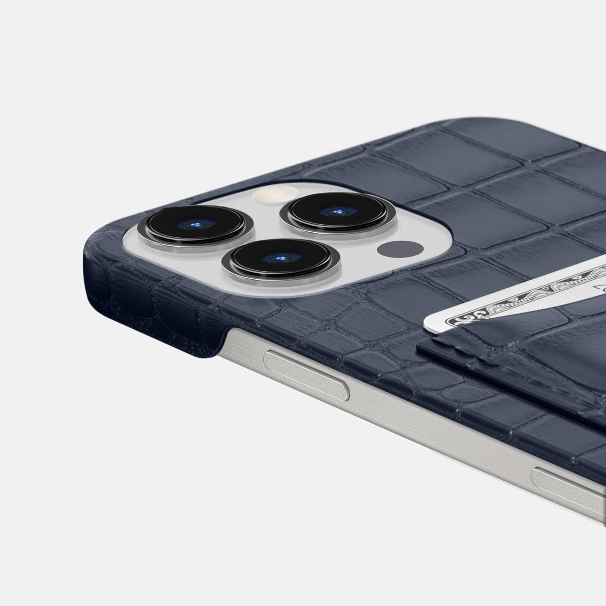 Navy Blue iPhone 16 Pro Max Slim Card Case Alligator -5 | Navy-Blue
